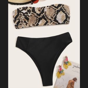 Snakeskin Bandeau and High Waist Bikini